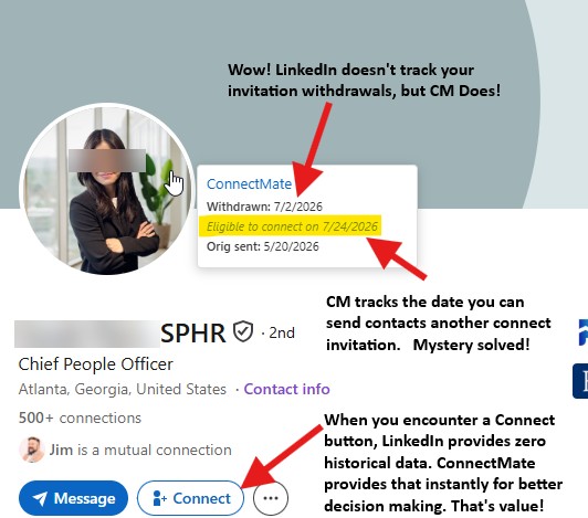 screenshot after connectmate plus withdrawal data